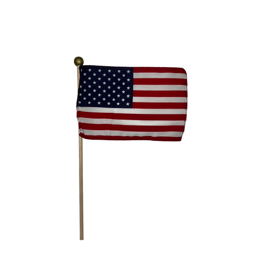 4"x6" US Poly-Cotton Stick Flag with Sewn Hem & Gold Ball