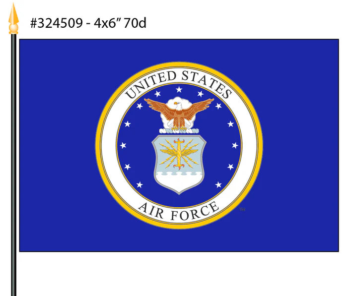 4"x6" US Air Force Seal Poly-Silk Handheld Stick Flag