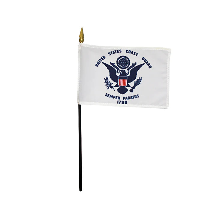 4"x6" US Coast Guard Poly-Silk Handheld Stick Flag