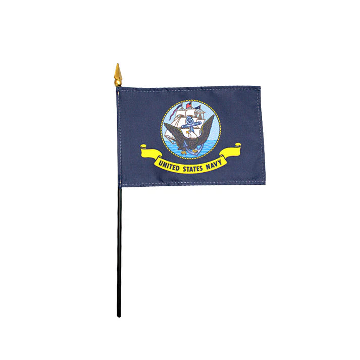 4"x6" US Navy Poly-Silk Handheld Stick Flag