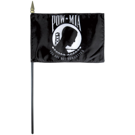 4"x6" POW/MIA Poly-Silk Handheld Stick Flag
