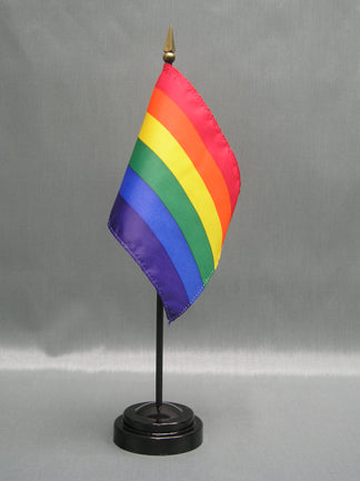 4"x6" Pride Rainbow Poly-Silk Handheld Stick Flag