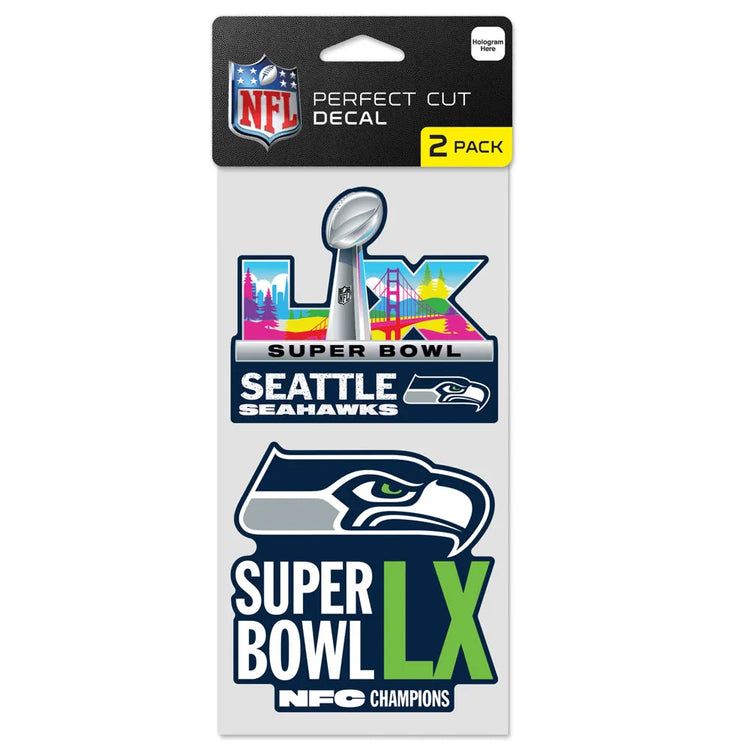 4"x4" Seattle Seahawks NFC Champions Super Bowl XL Decal 2-Pack