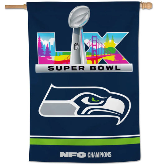 28"x40" Seattle Seahawks NFC Championship Super Bowl LX House Flag