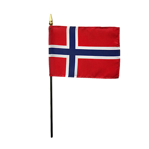 4"x6" Norway Poly-Silk Handheld Stick Flag