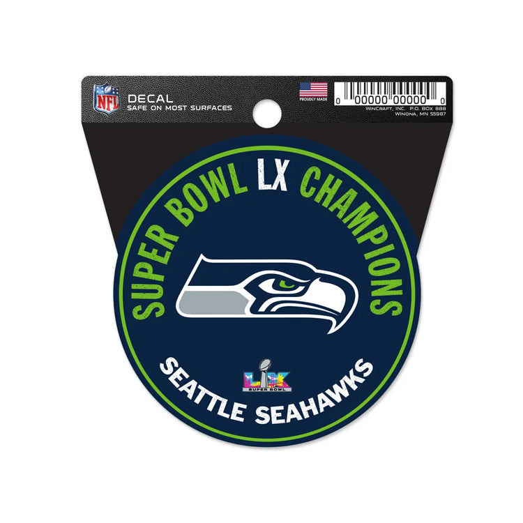 3"x4" Seattle Seahawks Super Bowl LX Champions Clean Cut Decal