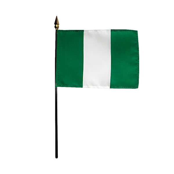 4"x6" Nigeria Poly-Silk Handheld Stick Flag