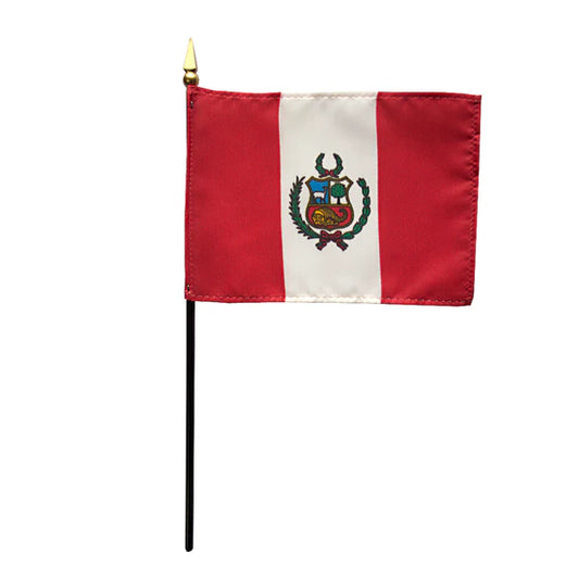 4"x6" Peru Poly-Silk Handheld Stick Flag