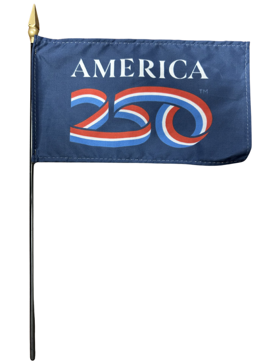 4"x6" America 250 Poly-Silk Handheld Stick Flag