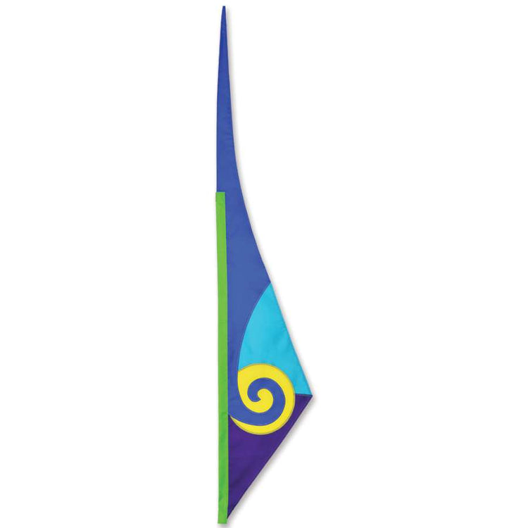 Spiral Bike Flag to include 6' 3-piece 6mm fiberglass bike pole; Polyester 9.5"x33" - Ocean