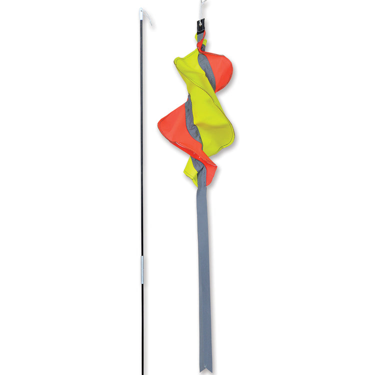 Reflective Turi Bike Windsock to include 6' 3-piece 6mm fiberglass bike pole; Polyester 5"x24"