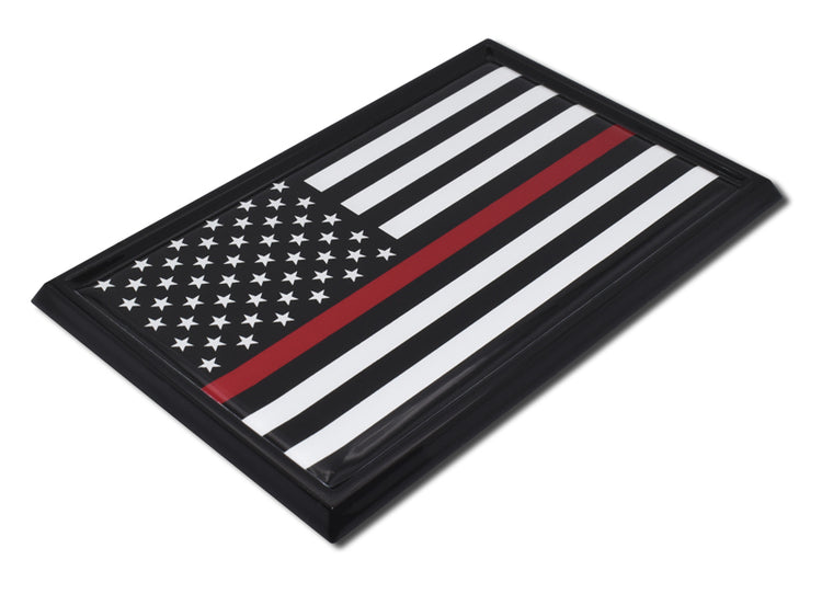 Thin Red Line American Flag Automobile Emblem with Black Finish