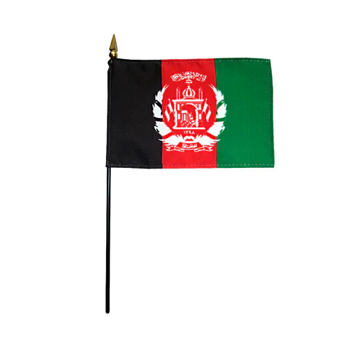 4"x6" Afghanistan Poly-Silk Handheld Stick Flag