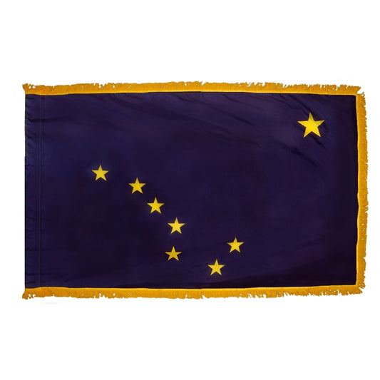 3x5 Alaska State Indoor Flag with Polehem Sleeve & Fringe