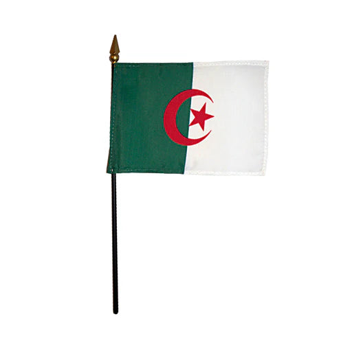 4"x6" Algeria Poly-Silk Handheld Stick Flag