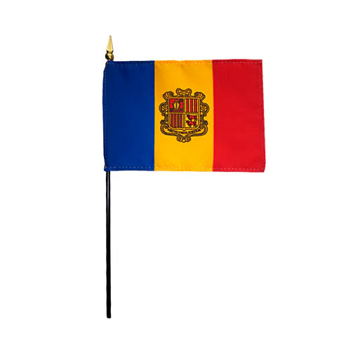 4"x6" Andorra Poly-Silk Handheld Stick Flag