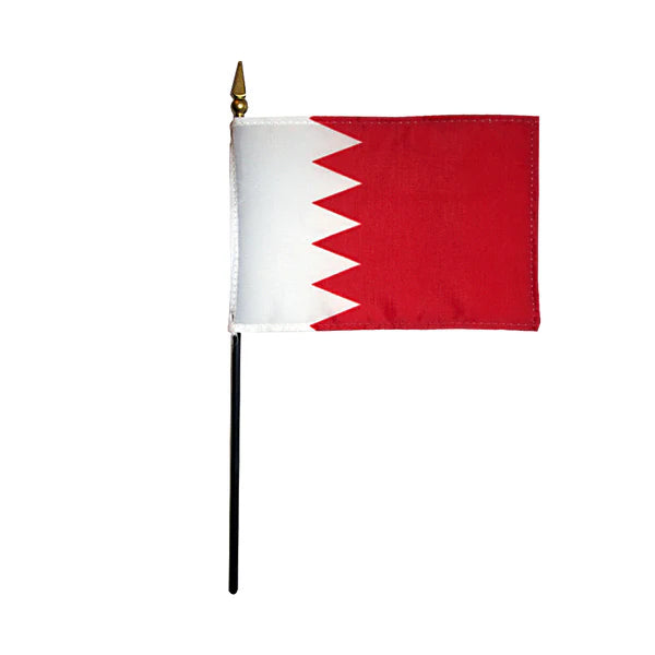 4"x6" Bahrain Poly-Silk Handheld Stick Flag
