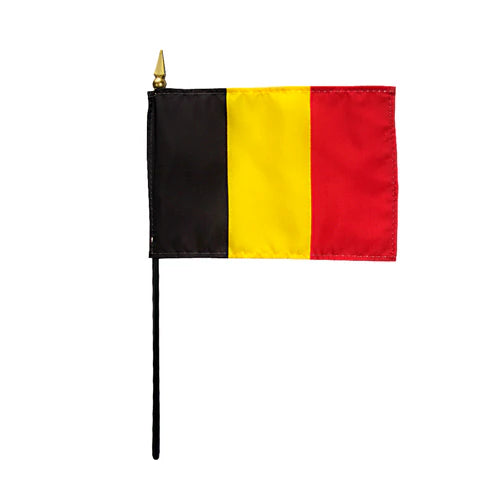 4"x6" Belgium Poly-Silk Stick Flag