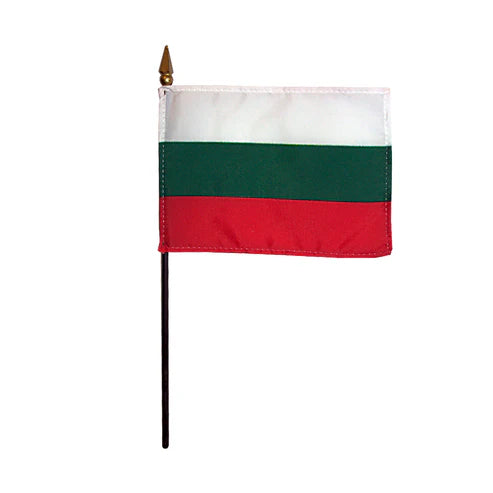 4"x6" Bulgaria Poly-Silk Stick Flag