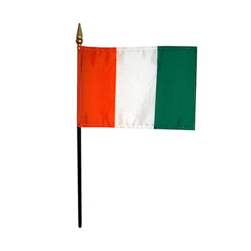 4"x6" Cote D'Ivoire Poly-Silk Stick Flag