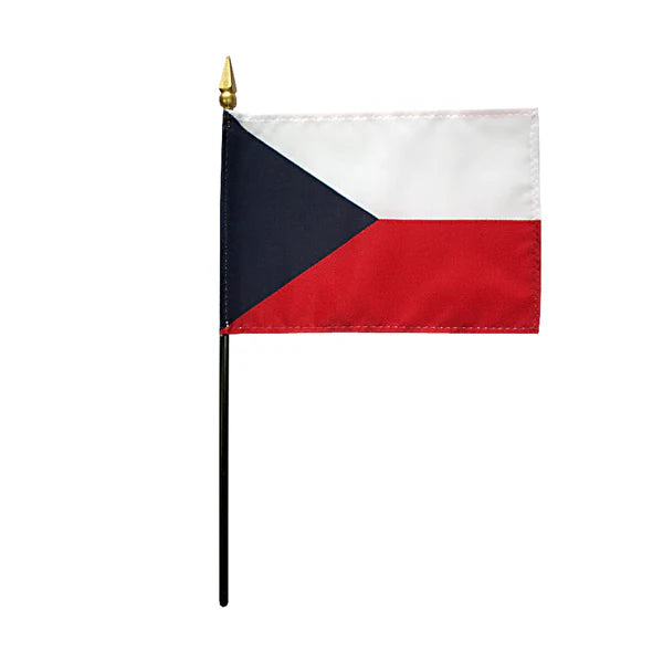 4"x6" Czech Republic Poly-Silk Handheld Stick Flag
