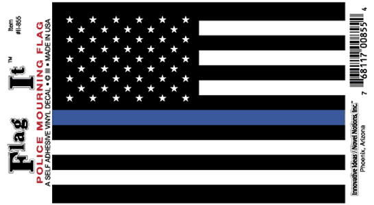 3.5"x5" Thin Blue Line American Police Support Vinyl Flag Decal