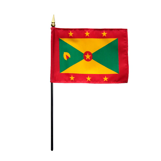 4"x6" Grenada Poly-Silk Handheld Stick Flag