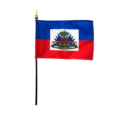 4"x6" Haiti Poly-Silk Handheld Stick Flag