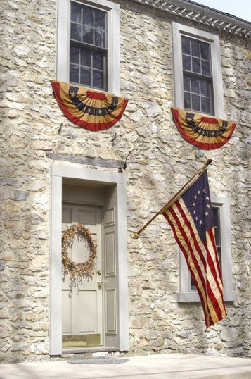 3x6 Heritage Series Antiqued Cotton Pleated Fan with Stars & Stripes