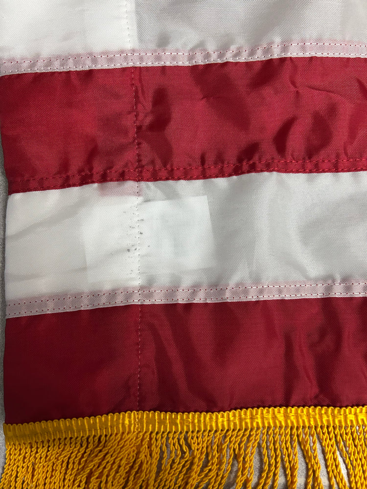3x5 American Indoor & Parade Nylon Flag with Sleeve & Gold Fringe - Imperfect