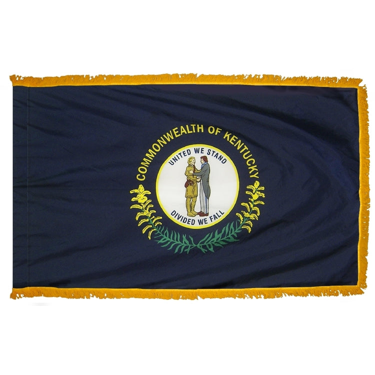 3x5 Kentucky State Indoor Flag with Polehem Sleeve & Fringe