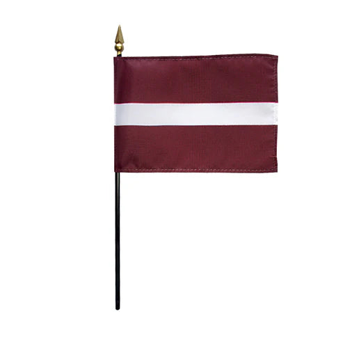 4"x6" Latvia Poly-Silk Stick Flag