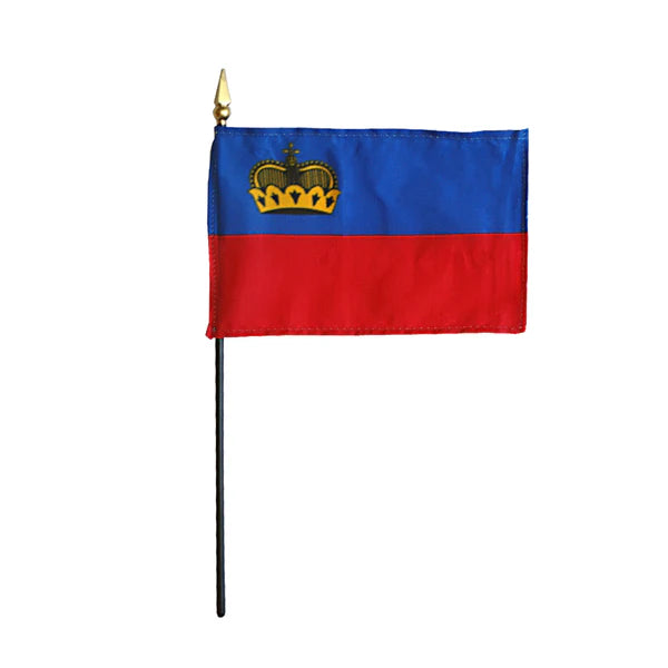4"x6" Liechtenstein Poly-Silk Handheld Stick Flag