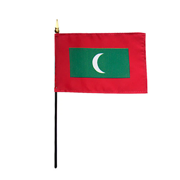 4"x6" Maldives Poly-Silk Handheld Stick Flag