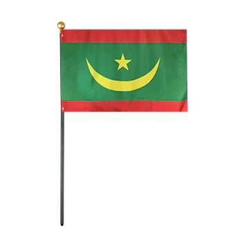 4"x6" Mauritania Poly-Silk Handheld Stick Flag