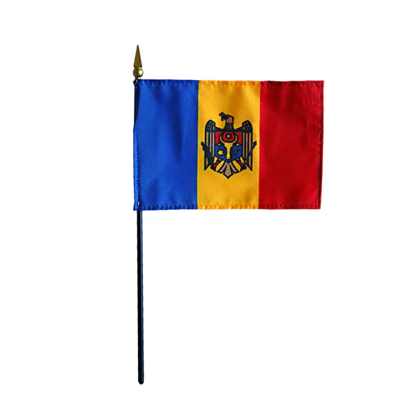 4"x6" Moldova Poly-Silk Handheld Stick Flag