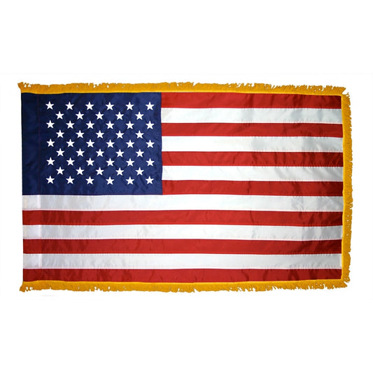 3x4 American Indoor & Parade Sewn Nylon Flag with Sleeve & Gold Fringe