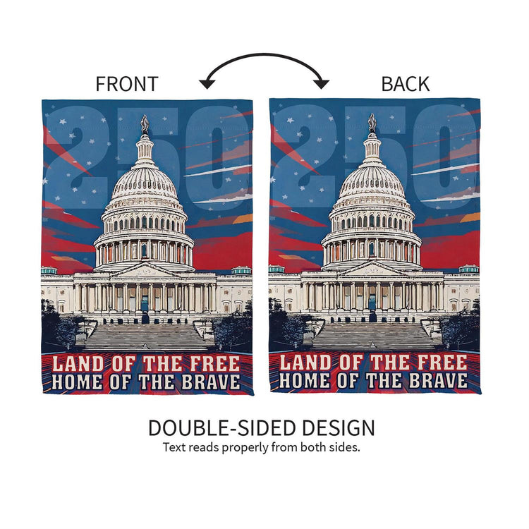 12.5"x18" 250th Anniversary Land of the Free Home of the Brave Garden Flag