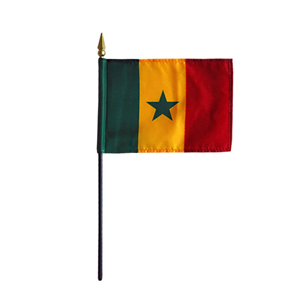 4"x6" Senegal Poly-Silk Handheld Stick Flag