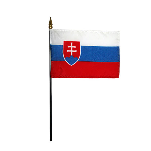 4"x6" Slovak Republic Poly-Silk Stick Flag