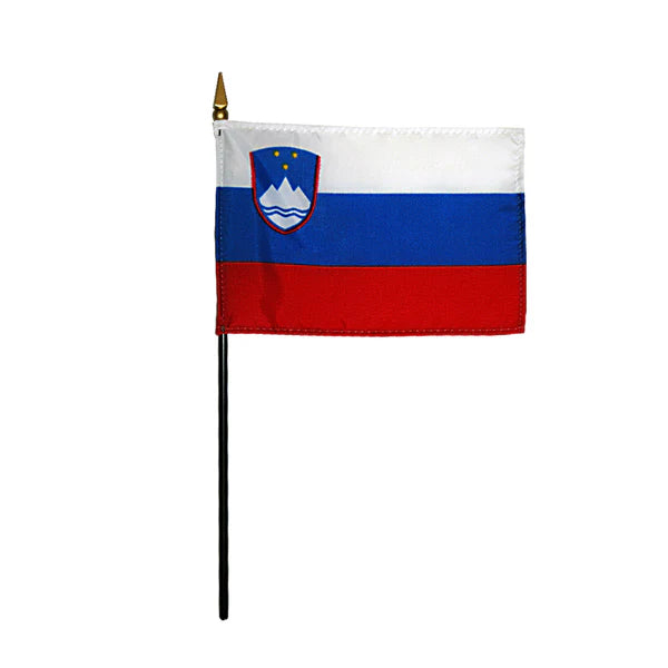 4"x6" Slovenia Poly-Silk Stick Flag