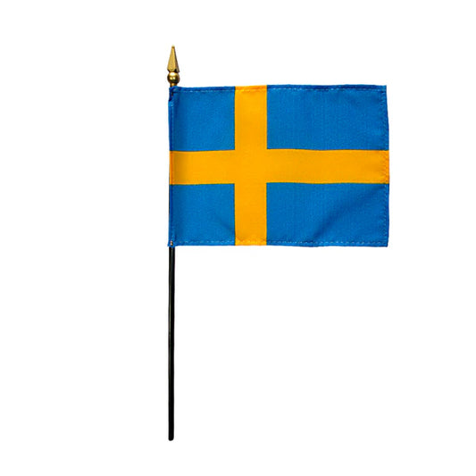 4"x6" Sweden Poly-Silk Handheld Stick Flag