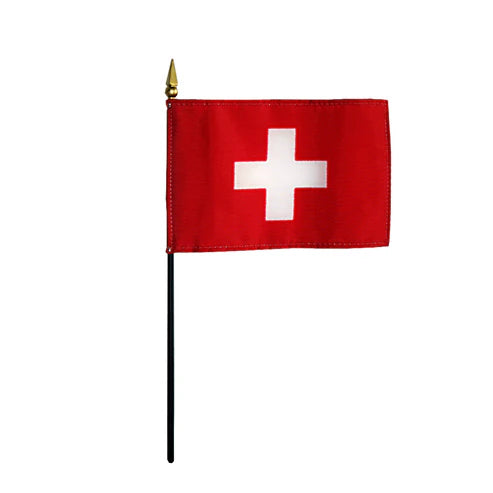 4"x6" Switzerland Poly-Silk Handheld Stick Flag