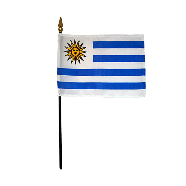 4"x6" Uruguay Poly-Silk Handheld Stick Flag