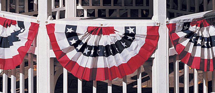 1.5'x3' Polycotton Pleated Fan with Stars & Stripes