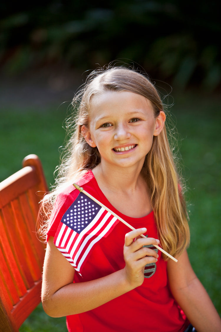 4"x6" US Poly-Cotton Stick Flag with No Sew Hem & Gold Spear