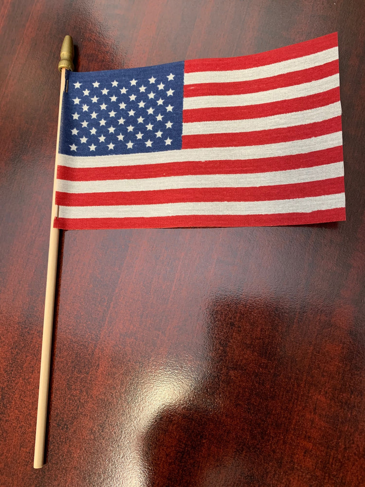 4"x6" US Poly-Cotton Stick Flag with No Sew Hem & Gold Spear