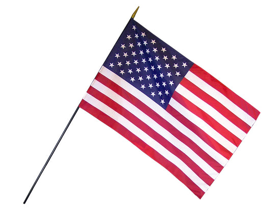 2x3 US Poly-Silk Stick Flag with Sewn Hem & Gold Spear