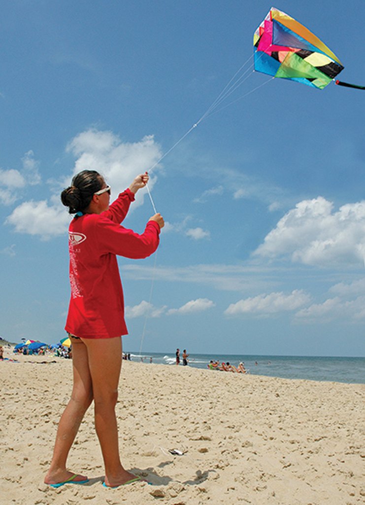 Neon Ripstop Nylon Parafoil 5 Kite to include 500 ft. 50 lb. Test Line, Yo-Yo Winder, & 5' Streamer Tail ; 20"x32" - Wind Range 6 ~ 20 mph