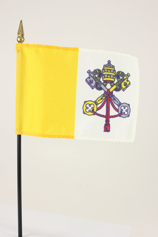 4"x6" Papal Poly-Silk Stick Flag